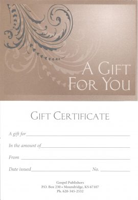 Gift Certificate - Gospel Publishers