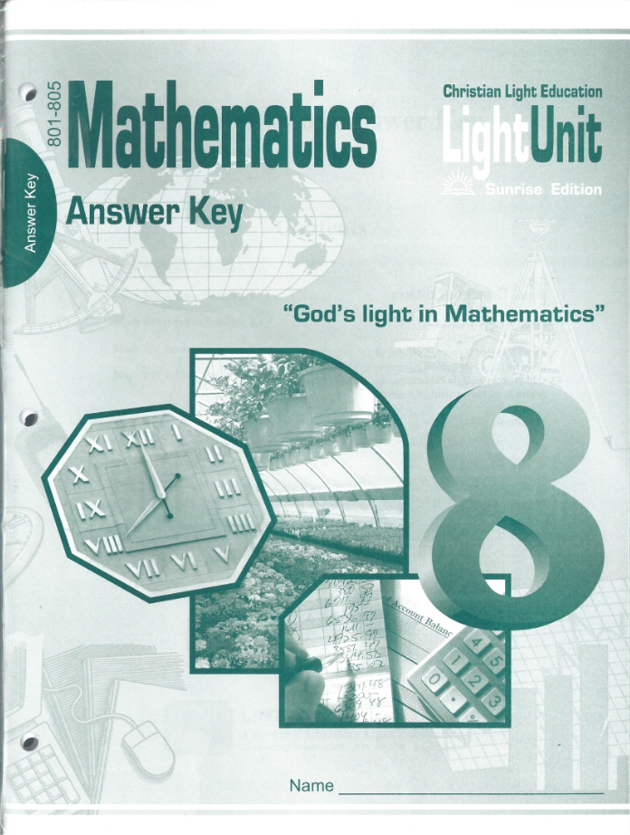 Mathematics 8 Light Units Answer Keys (set of 2 books, optional)
