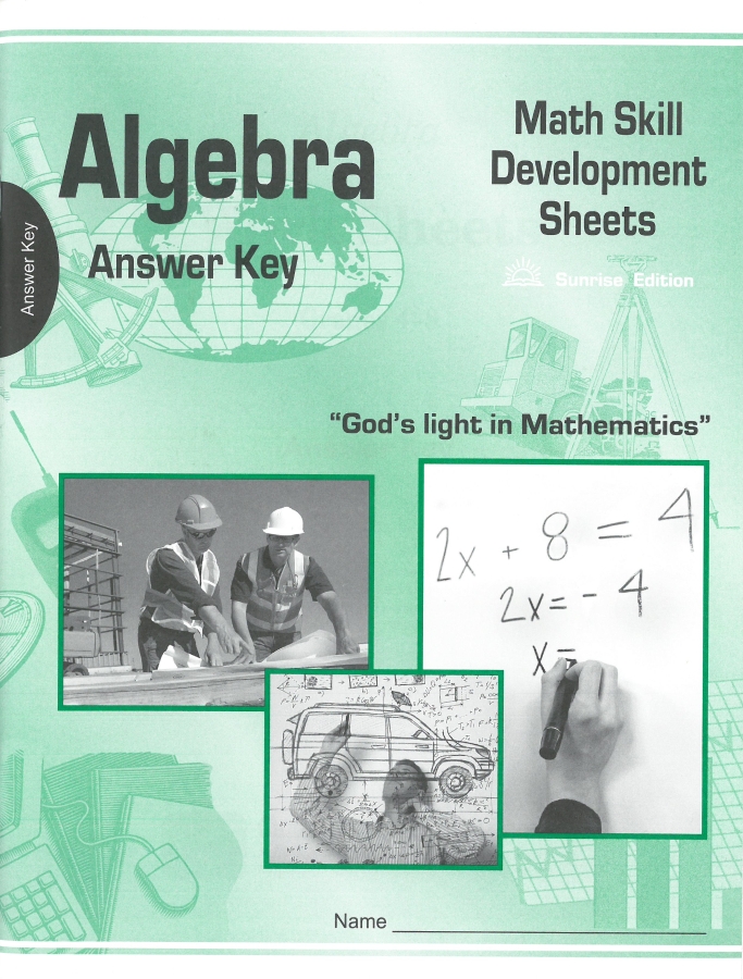 Mathematics 4-8 Algebra Skill Sheets Answer Key